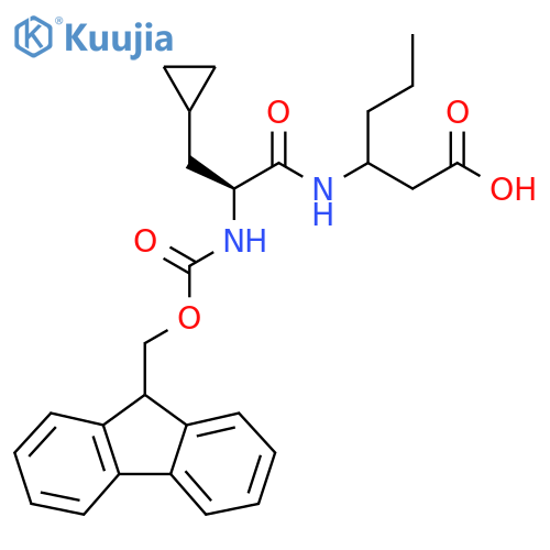 3-[(2S)-3-cyclopropyl-2-({[(9H-fluoren-9-yl)methoxy]carbonyl}amino)propanamido]hexanoic acid structure