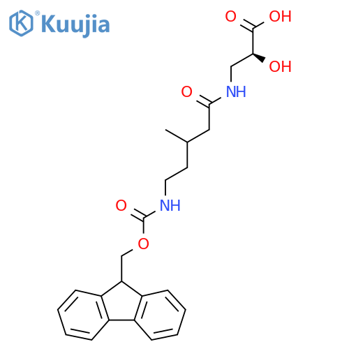(2S)-3-5-({(9H-fluoren-9-yl)methoxycarbonyl}amino)-3-methylpentanamido-2-hydroxypropanoic acid structure