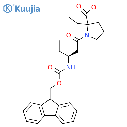2-ethyl-1-(3S)-3-({(9H-fluoren-9-yl)methoxycarbonyl}amino)pentanoylpyrrolidine-2-carboxylic acid structure