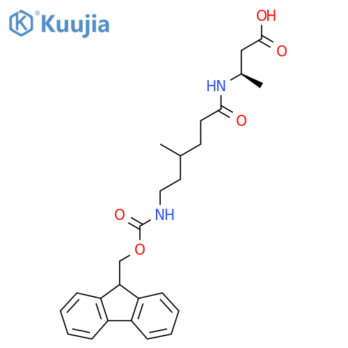 (3R)-3-6-({(9H-fluoren-9-yl)methoxycarbonyl}amino)-4-methylhexanamidobutanoic acid structure