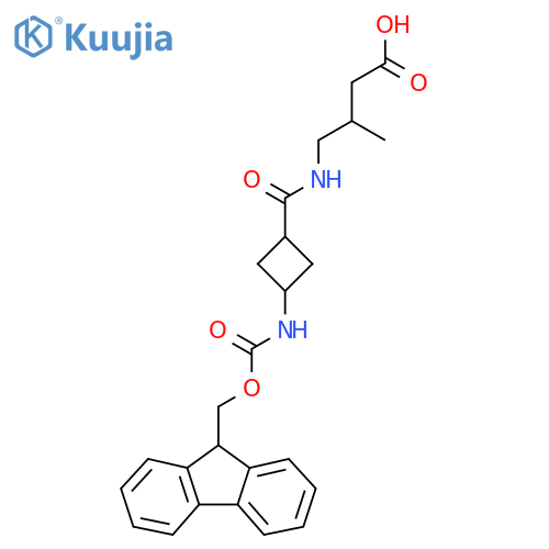 3-methyl-4-{(1s,3s)-3-({(9H-fluoren-9-yl)methoxycarbonyl}amino)cyclobutylformamido}butanoic acid structure