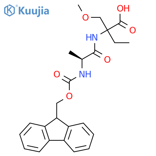 2-(2S)-2-({(9H-fluoren-9-yl)methoxycarbonyl}amino)propanamido-2-(methoxymethyl)butanoic acid structure