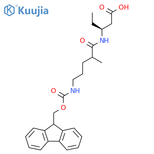 (3S)-3-5-({(9H-fluoren-9-yl)methoxycarbonyl}amino)-2-methylpentanamidopentanoic acid structure