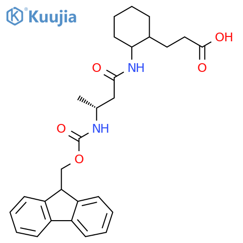 3-{2-(3R)-3-({(9H-fluoren-9-yl)methoxycarbonyl}amino)butanamidocyclohexyl}propanoic acid structure