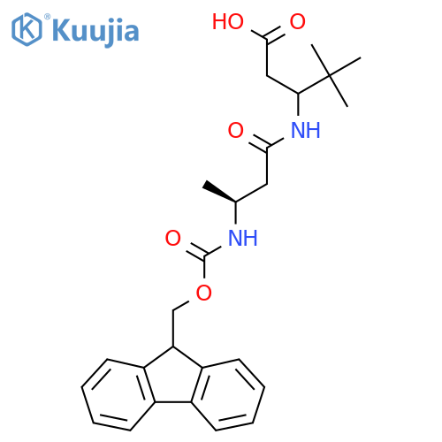 3-(3S)-3-({(9H-fluoren-9-yl)methoxycarbonyl}amino)butanamido-4,4-dimethylpentanoic acid structure