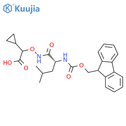 2-cyclopropyl-2-{(2R)-2-({(9H-fluoren-9-yl)methoxycarbonyl}amino)-4-methylpentanamidooxy}acetic acid structure