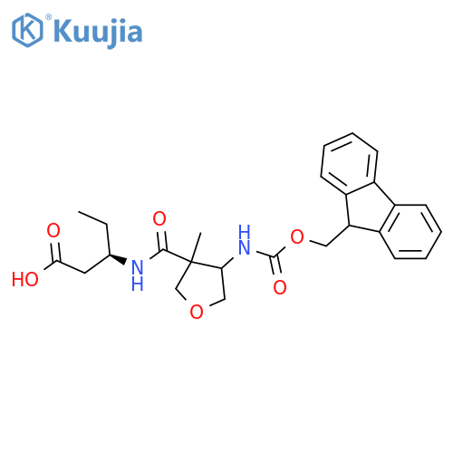 (3R)-3-{4-({(9H-fluoren-9-yl)methoxycarbonyl}amino)-3-methyloxolan-3-ylformamido}pentanoic acid structure