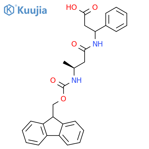 3-(3S)-3-({(9H-fluoren-9-yl)methoxycarbonyl}amino)butanamido-3-phenylpropanoic acid structure