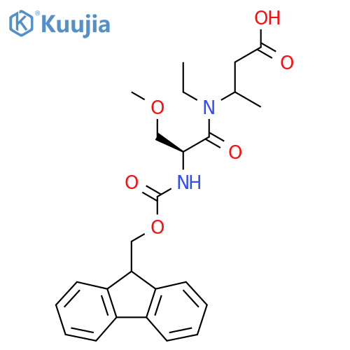 3-(2S)-N-ethyl-2-({(9H-fluoren-9-yl)methoxycarbonyl}amino)-3-methoxypropanamidobutanoic acid structure