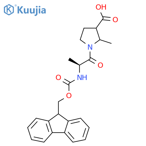 1-(2S)-2-({(9H-fluoren-9-yl)methoxycarbonyl}amino)propanoyl-2-methylpyrrolidine-3-carboxylic acid structure