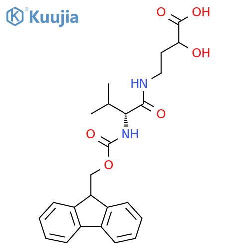 4-(2R)-2-({(9H-fluoren-9-yl)methoxycarbonyl}amino)-3-methylbutanamido-2-hydroxybutanoic acid structure