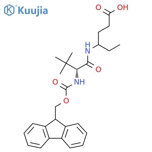 4-(2R)-2-({(9H-fluoren-9-yl)methoxycarbonyl}amino)-3,3-dimethylbutanamidohexanoic acid structure