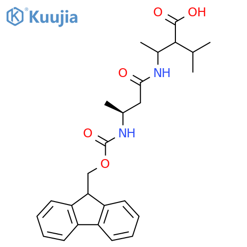3-[(3S)-3-({[(9H-fluoren-9-yl)methoxy]carbonyl}amino)butanamido]-2-(propan-2-yl)butanoic acid structure
