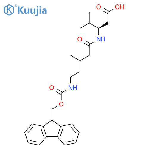 (3R)-3-5-({(9H-fluoren-9-yl)methoxycarbonyl}amino)-3-methylpentanamido-4-methylpentanoic acid structure
