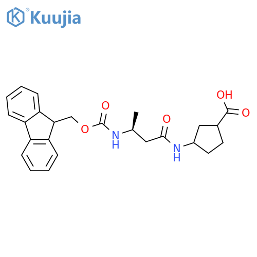 3-(3S)-3-({(9H-fluoren-9-yl)methoxycarbonyl}amino)butanamidocyclopentane-1-carboxylic acid structure