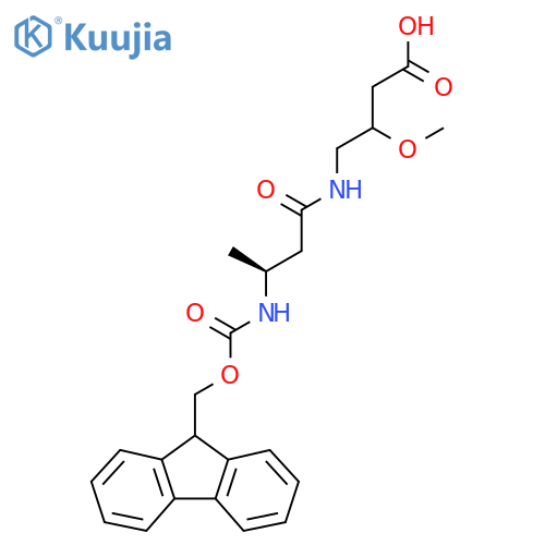 4-(3S)-3-({(9H-fluoren-9-yl)methoxycarbonyl}amino)butanamido-3-methoxybutanoic acid structure