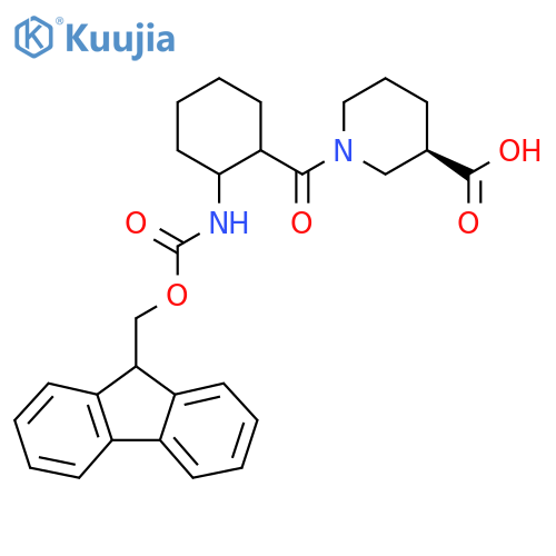 (3R)-1-2-({(9H-fluoren-9-yl)methoxycarbonyl}amino)cyclohexanecarbonylpiperidine-3-carboxylic acid structure
