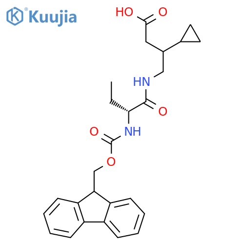 3-cyclopropyl-4-(2R)-2-({(9H-fluoren-9-yl)methoxycarbonyl}amino)butanamidobutanoic acid structure
