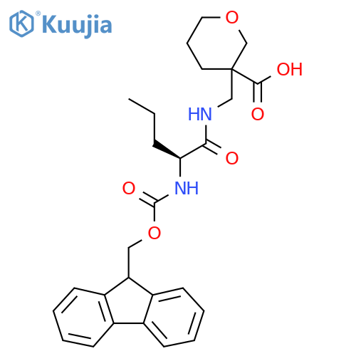 3-{(2S)-2-({(9H-fluoren-9-yl)methoxycarbonyl}amino)pentanamidomethyl}oxane-3-carboxylic acid structure