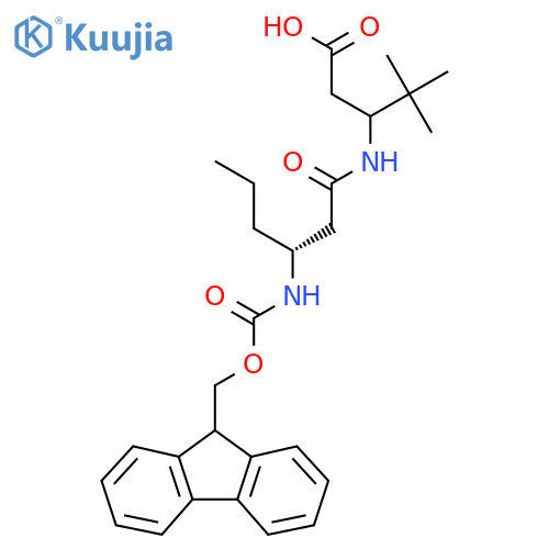 3-(3R)-3-({(9H-fluoren-9-yl)methoxycarbonyl}amino)hexanamido-4,4-dimethylpentanoic acid structure