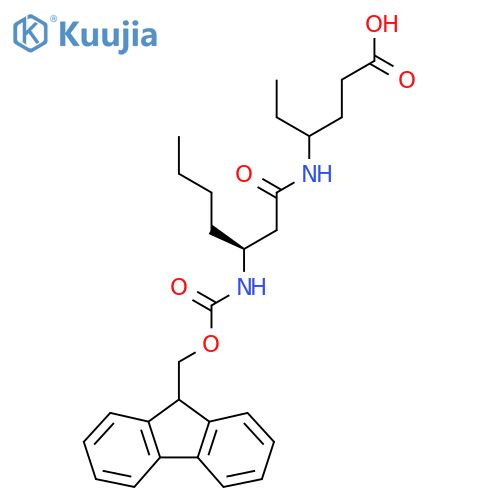4-(3S)-3-({(9H-fluoren-9-yl)methoxycarbonyl}amino)heptanamidohexanoic acid structure