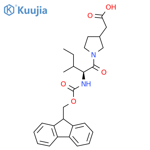 2-{1-(2S)-2-({(9H-fluoren-9-yl)methoxycarbonyl}amino)-3-methylpentanoylpyrrolidin-3-yl}acetic acid structure