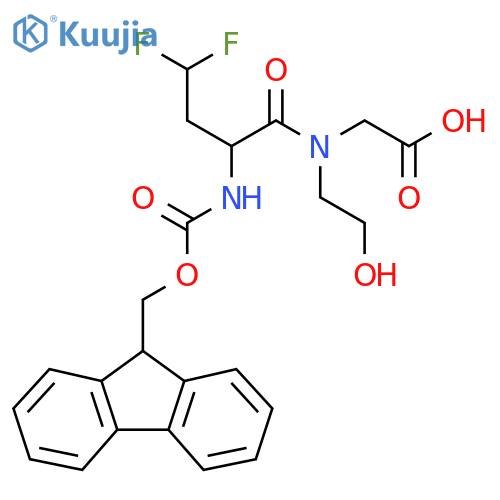 2-2-({(9H-fluoren-9-yl)methoxycarbonyl}amino)-4,4-difluoro-N-(2-hydroxyethyl)butanamidoacetic acid structure