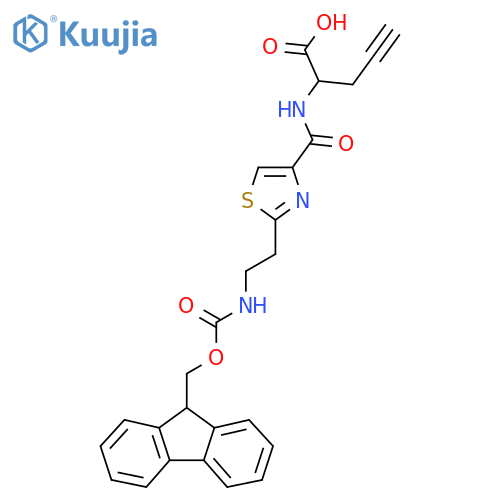 2-({2-2-({(9H-fluoren-9-yl)methoxycarbonyl}amino)ethyl-1,3-thiazol-4-yl}formamido)pent-4-ynoic acid structure