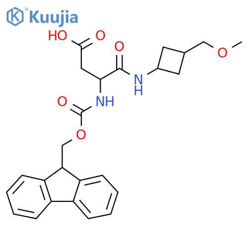 3-({(9H-fluoren-9-yl)methoxycarbonyl}amino)-3-{3-(methoxymethyl)cyclobutylcarbamoyl}propanoic acid structure