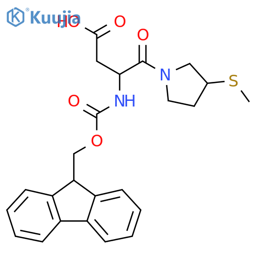 3-({(9H-fluoren-9-yl)methoxycarbonyl}amino)-4-3-(methylsulfanyl)pyrrolidin-1-yl-4-oxobutanoic acid structure