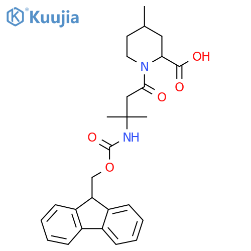 1-3-({(9H-fluoren-9-yl)methoxycarbonyl}amino)-3-methylbutanoyl-4-methylpiperidine-2-carboxylic acid structure