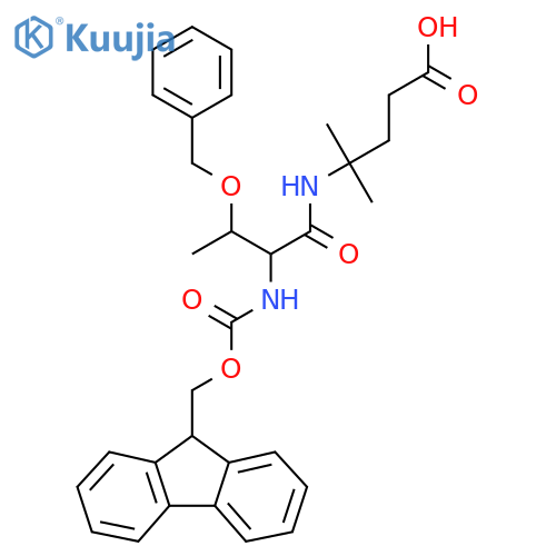 4-3-(benzyloxy)-2-({(9H-fluoren-9-yl)methoxycarbonyl}amino)butanamido-4-methylpentanoic acid structure