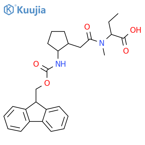 2-{2-2-({(9H-fluoren-9-yl)methoxycarbonyl}amino)cyclopentyl-N-methylacetamido}butanoic acid structure