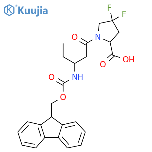 1-3-({(9H-fluoren-9-yl)methoxycarbonyl}amino)pentanoyl-4,4-difluoropyrrolidine-2-carboxylic acid structure