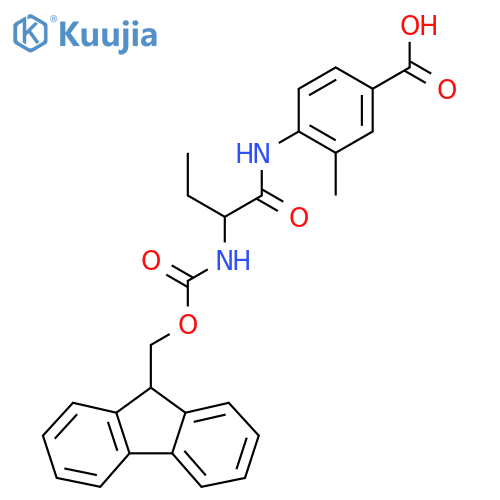 4-2-({(9H-fluoren-9-yl)methoxycarbonyl}amino)butanamido-3-methylbenzoic acid structure