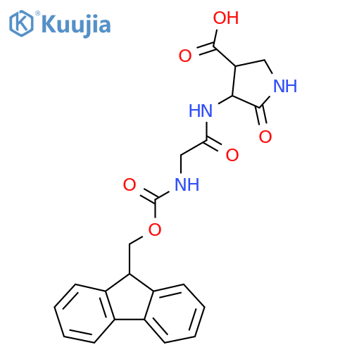 4-2-({(9H-fluoren-9-yl)methoxycarbonyl}amino)acetamido-5-oxopyrrolidine-3-carboxylic acid structure