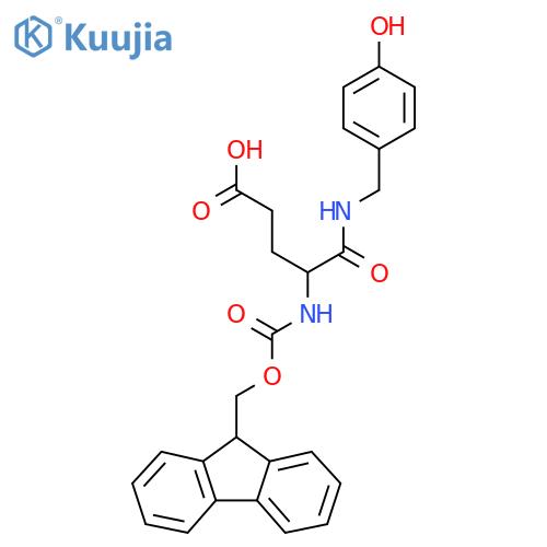 4-({(9H-fluoren-9-yl)methoxycarbonyl}amino)-4-{(4-hydroxyphenyl)methylcarbamoyl}butanoic acid structure
