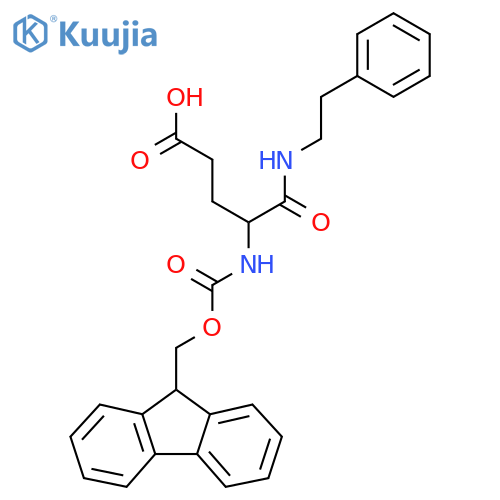 4-({(9H-fluoren-9-yl)methoxycarbonyl}amino)-4-(2-phenylethyl)carbamoylbutanoic acid structure