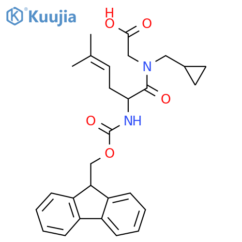 2-N-(cyclopropylmethyl)-2-({(9H-fluoren-9-yl)methoxycarbonyl}amino)-5-methylhex-4-enamidoacetic acid structure