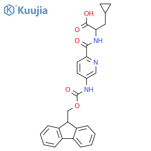 3-cyclopropyl-2-{5-({(9H-fluoren-9-yl)methoxycarbonyl}amino)pyridin-2-ylformamido}propanoic acid structure