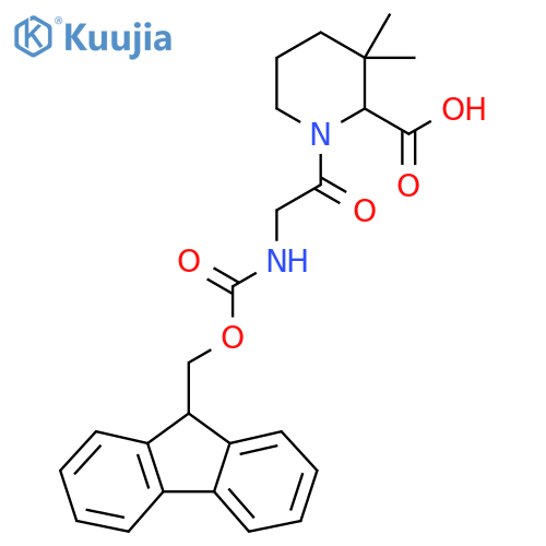 1-2-({(9H-fluoren-9-yl)methoxycarbonyl}amino)acetyl-3,3-dimethylpiperidine-2-carboxylic acid structure