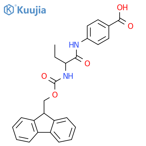 4-2-({(9H-fluoren-9-yl)methoxycarbonyl}amino)butanamidobenzoic acid structure