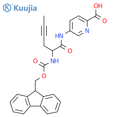 5-2-({(9H-fluoren-9-yl)methoxycarbonyl}amino)hex-4-ynamidopyridine-2-carboxylic acid structure