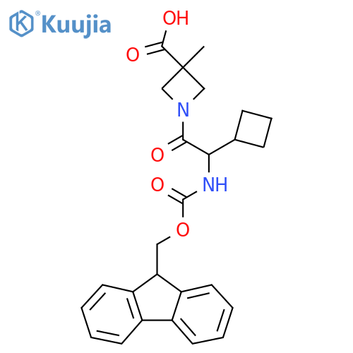 1-2-cyclobutyl-2-({(9H-fluoren-9-yl)methoxycarbonyl}amino)acetyl-3-methylazetidine-3-carboxylic acid structure