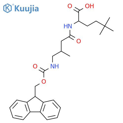 2-4-({(9H-fluoren-9-yl)methoxycarbonyl}amino)-3-methylbutanamido-5,5-dimethylhexanoic acid structure