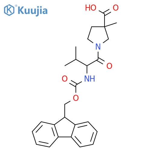 1-2-({(9H-fluoren-9-yl)methoxycarbonyl}amino)-3-methylbutanoyl-3-methylpyrrolidine-3-carboxylic acid structure