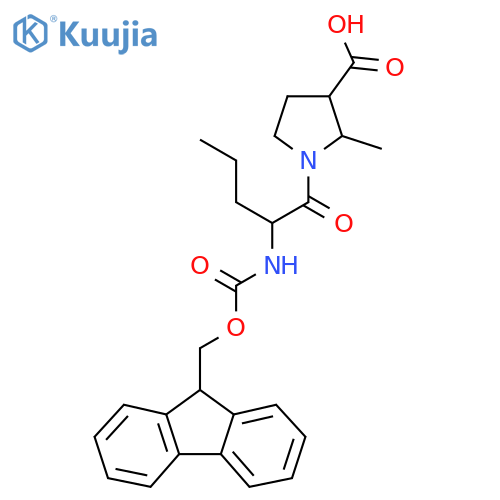 1-2-({(9H-fluoren-9-yl)methoxycarbonyl}amino)pentanoyl-2-methylpyrrolidine-3-carboxylic acid structure