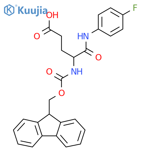 4-({(9H-fluoren-9-yl)methoxycarbonyl}amino)-4-(4-fluorophenyl)carbamoylbutanoic acid structure