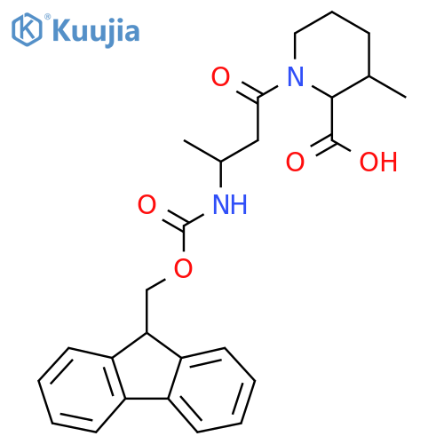 1-3-({(9H-fluoren-9-yl)methoxycarbonyl}amino)butanoyl-3-methylpiperidine-2-carboxylic acid structure