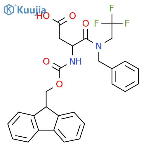 3-benzyl(2,2,2-trifluoroethyl)carbamoyl-3-({(9H-fluoren-9-yl)methoxycarbonyl}amino)propanoic acid structure